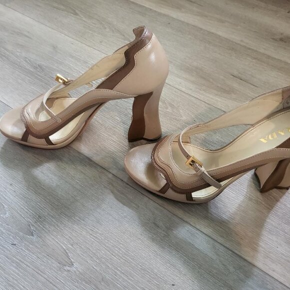 Prada Vintage Taupe Sandal, 36.5 - Picture 1 of 6